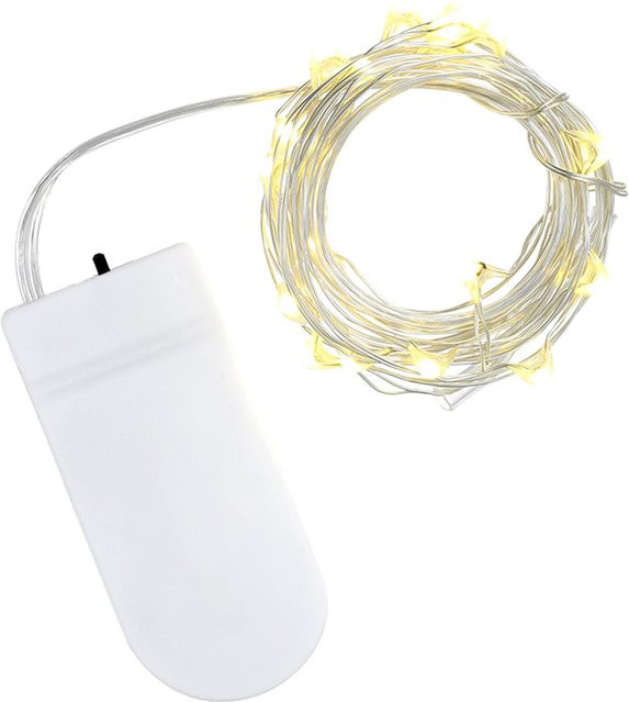 TOMTOP JMS LED Lichterkette aus Kupferdraht in Warmweiß, batteriebetrieben für Innen- und Außenbereich, 1m Länge mit 10 Lichtern - Bild 1