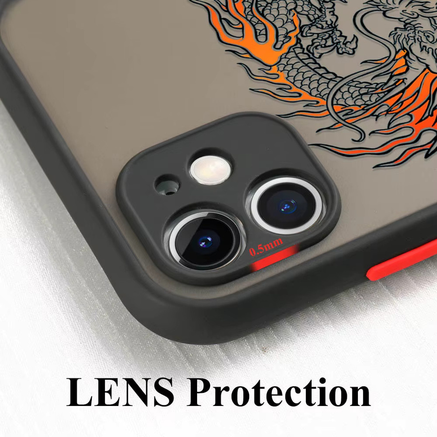 Kardeem Matte Drachen Schutzhülle für iPhone 11 12 13 14 15 Pro Max Plus Mini XR XS Transparent - Bild 2