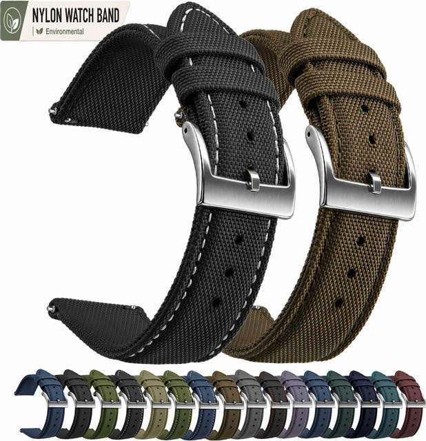 SAMCO Uhrenarmband Nylon, Textil/NATO, Schwarz, Unisex - Bild 1