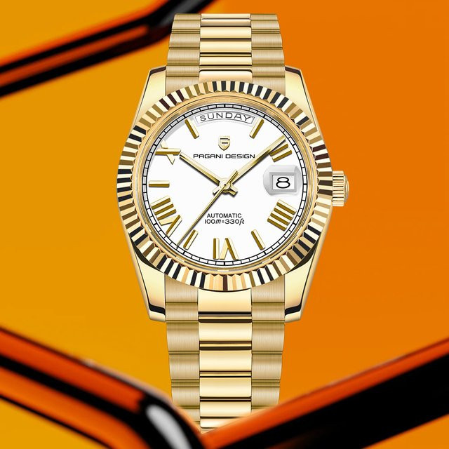 PAGANI DESIGN Armbanduhr, Automatik, Gold, Weiß, Edelstahl, Herren - Bild 1