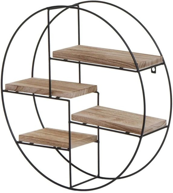 MCW Wandregal K76 Industrial Design aus Massiv-Holz und Metall, Farbe Braun, B/T/H: 45 x 45 x 11 cm - Bild 1