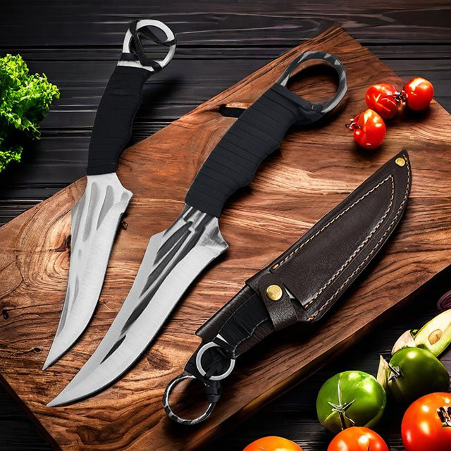 2-teiliges Set aus geschmiedeten Fleischmessern mit Scheide für Küche, Grill und Metzger - Bild 1