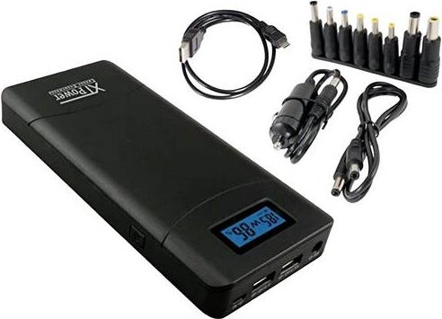 XTPower XT-20000 QC3 Powerbank mit 20100 mAh, USB-C, Micro-USB und 3,5mm DC-Buchse, Schwarz mit Statusanzeige - Bild 1