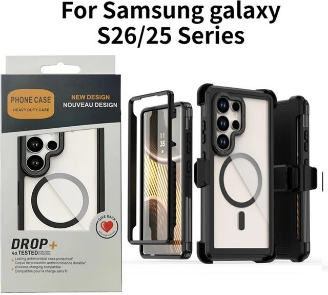 Samsung Armor Anti-Drop XT MagSafe Schutzhülle mit Ott Box Cover und Clip für Samsung Galaxy S26Ultra S25 S24 FE Plus in Grün - Bild 1
