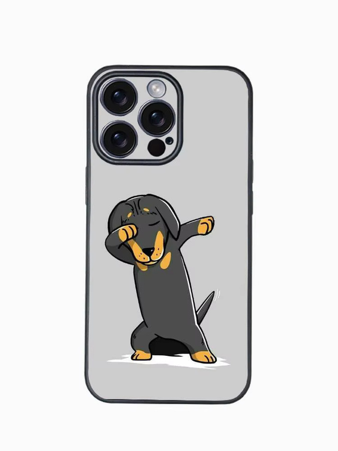 Niedliche Dackel Handyhülle für Apple iPhone 12 bis iPhone 17 Pro Max mit Metallknöpfen - Bild 4