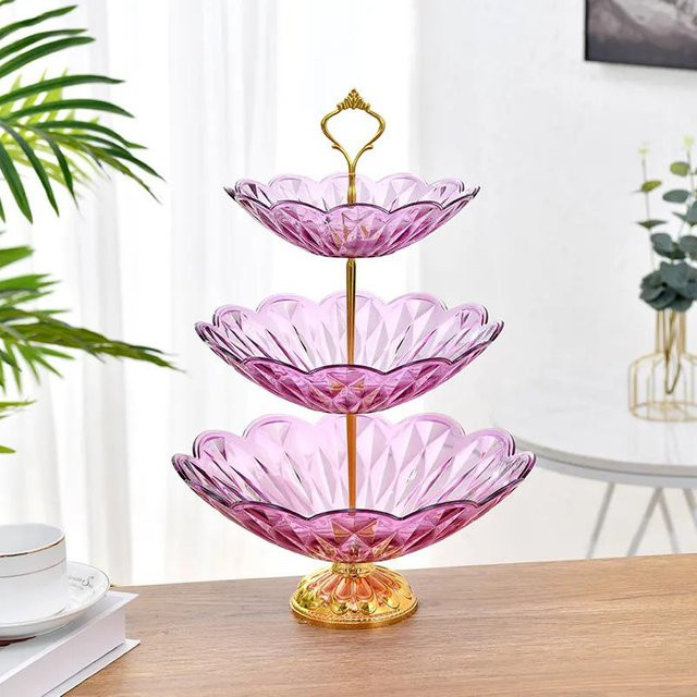 WTEMPO Mehrschichtiges Obstregal für Wohnzimmer und Couchtisch, Snack- und Candy-Rack aus Kunststoff und Glas, B/T/H: 42 x 30 x 30 cm - Bild 1