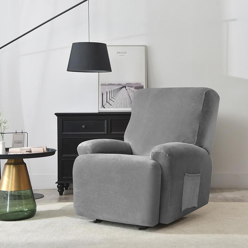 Samt Liegesesselbezug mit geteiltem Design für Massagesessel und Einzelcouches, bunt, 100% Polyester - Bild 2