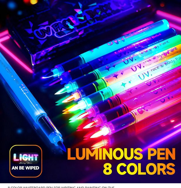8-farbige fluoreszierende Textmarker im Set, leuchtende DIY-Markierungsstifte für Bastelarbeiten und Zeichnungen, Multicolor - Bild 1