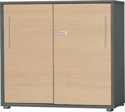 Schäfer Shop Select Schiebetürenschrank Start Off in Graphit und Ahorn, 2 Türen, abschließbar, B: 80 cm, T: 42 cm, H: 78,8 cm - Bild 1