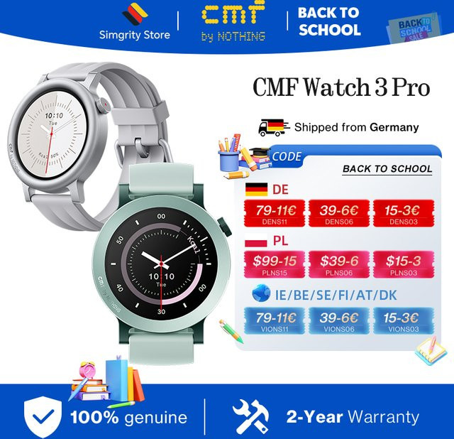 CMF Watch 3 Pro Smartwatch in Grau mit 1,43 Zoll AMOLED-Display, Dual-GPS, Bluetooth-Anrufen, Herzfrequenz- und Schlafverfolgung - Bild 1