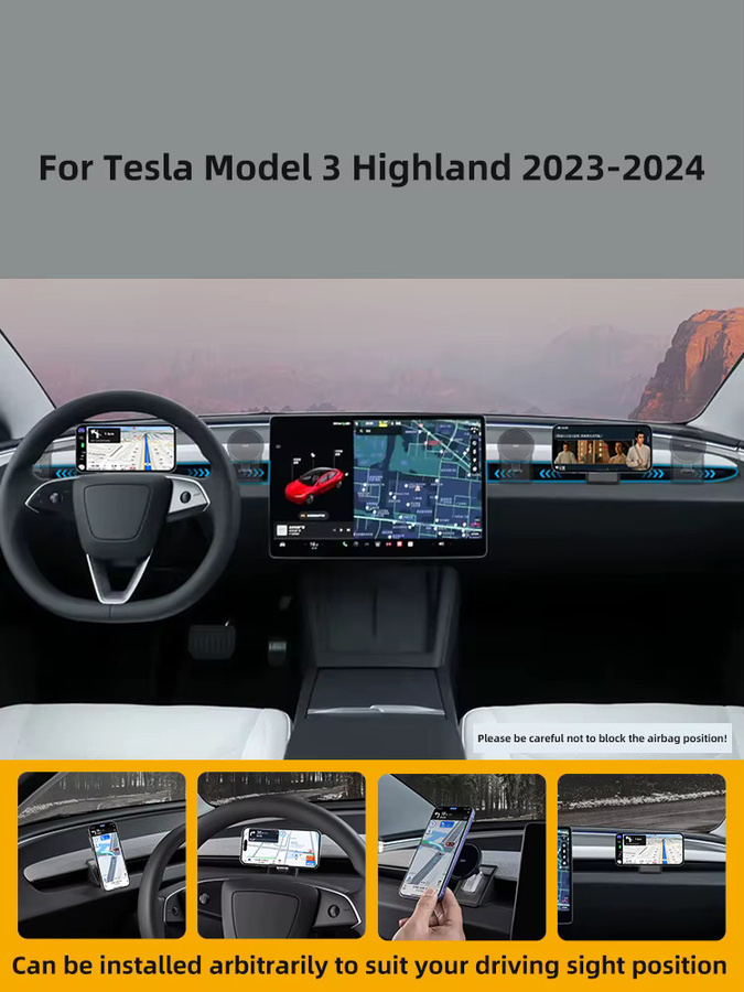 Magnetischer Autotelefonhalter TEEQ für Tesla Model 3 Highland und Model Y in Schwarz - Bild 4