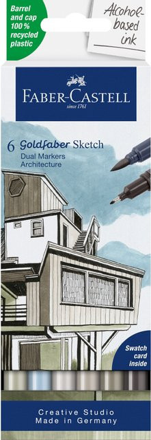 Faber Castell Goldfaber Sketch Marker Architekt Set mit 6 Stück in Multicolour (Brush und Ink) - Bild 1