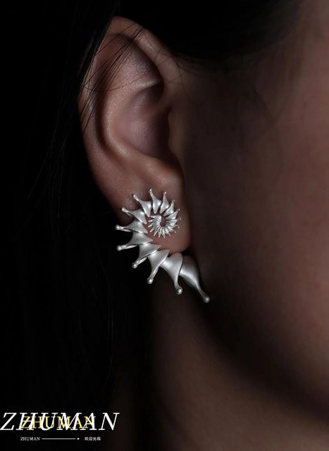 ZHUHE Conch Ohrstecker, Silber, Vintage, Unisex - Bild 1