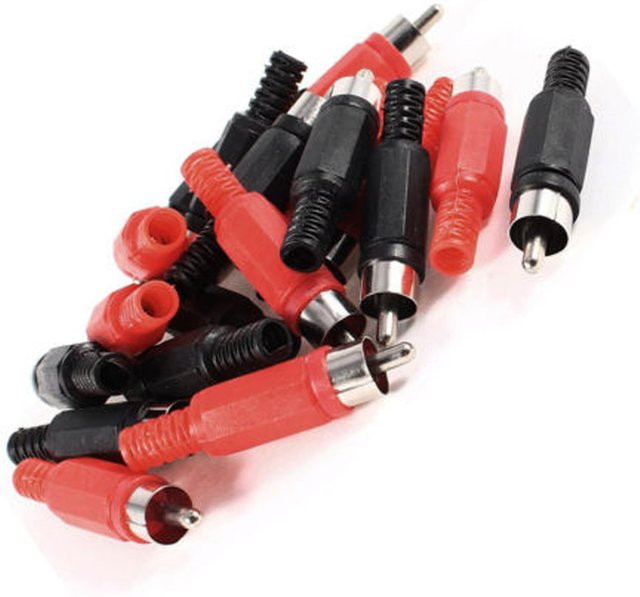 20er-Pack RCA-Stecker Set in Schwarz und Rot als Löt-Audio-Adapter Ersatz-Zubehör - Bild 1