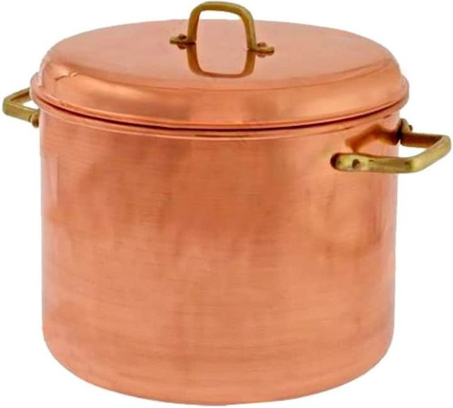 Ich-Zapfe Kupfertopf mit Messinggriffen, Farbe Braun/Orange, Volumen: 8 l, Durchmesser: 24 cm - Bild 1