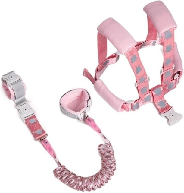 Fulaida 2-in-1 Anti-Verlust-Handgelenkband für Kinder als Sicherheitsgurt und Leine, Rosa, Länge: 1,5 m - Bild 1