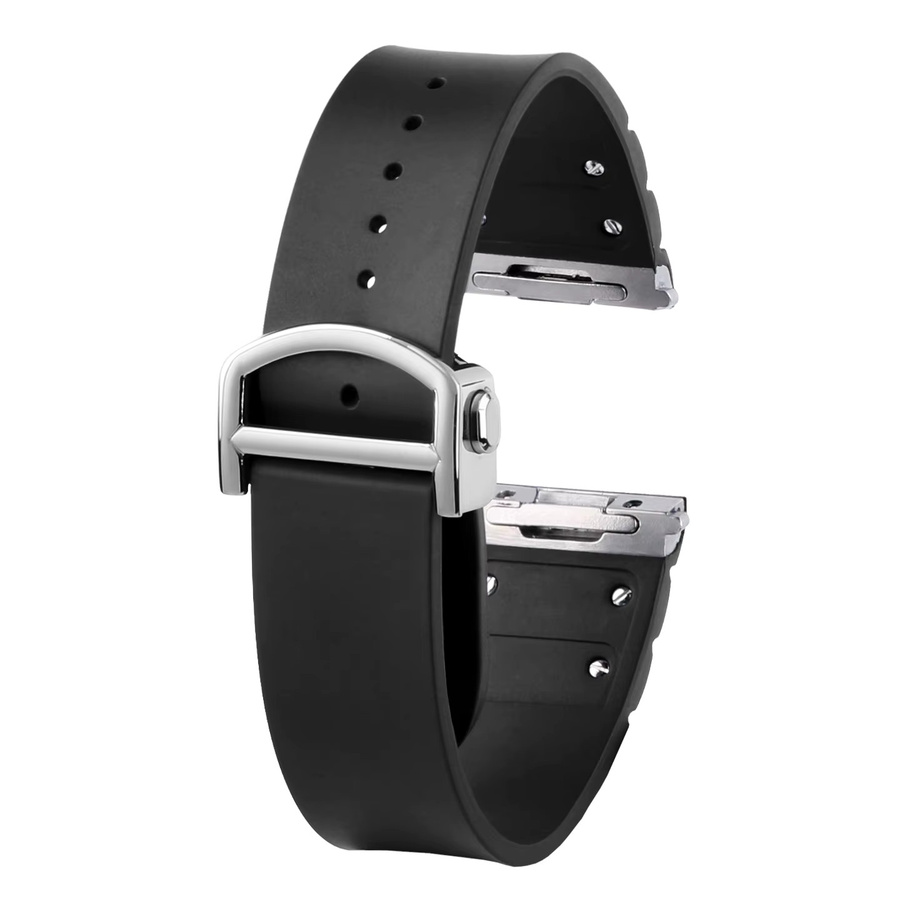 Uhrenarmband Santos De Cartier, Gummi, Schwarz, 19 mm, 21 mm - Bild 2