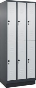 C+P Doppelstock-Spind Classic PLUS mit Sockel, 3 Abteile, Farbe: Lichtgrau, H x B x T: 195 x 75 x 50 cm - Bild 1