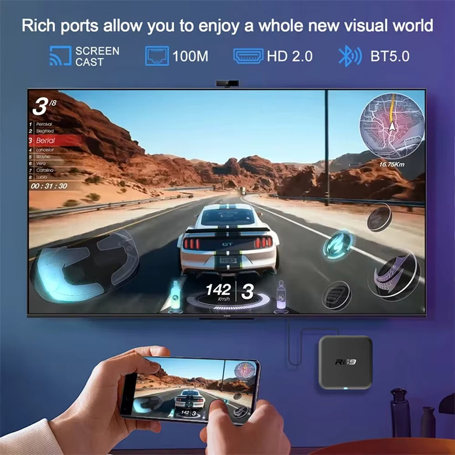 MORTAL Android 14 TV-Box R69-2 Smart Set-Top-Box mit 4K UHD HDR, Dual WLAN 2,4G/5G, BT5.0, 2GB RAM, 16GB ROM, Schwarz - Bild 5