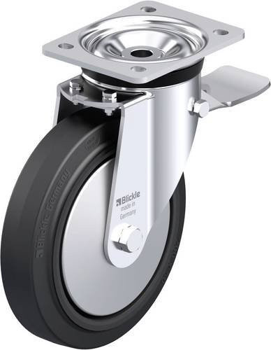 Blickle Stahlblech-Lenkrolle LK-POEV 200KAD-ST-FA in Schwarz-Grau mit 200 mm Rad-Durchmesser und 500 kg Tragfähigkeit - Bild 1