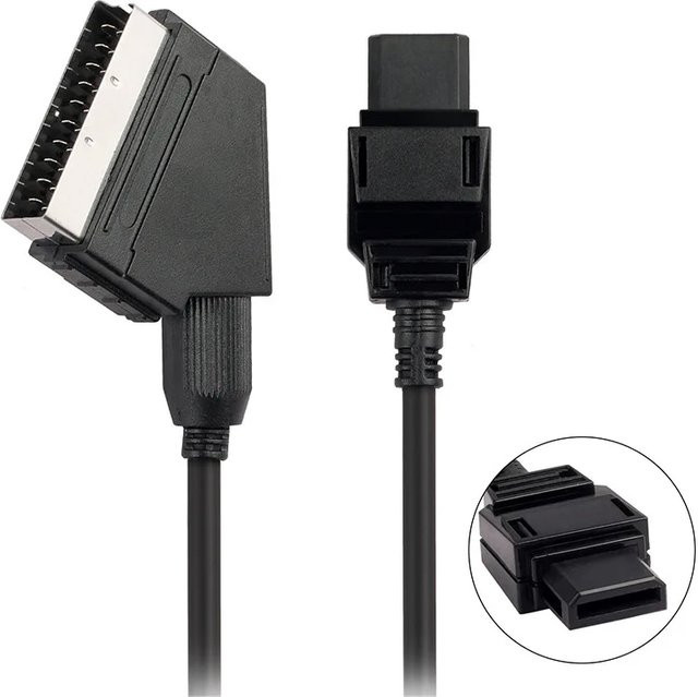 Nintendo RGB AV Scart Videokabel für NES, N64, SNES und GameCube, Schwarz, 1,8 m - Bild 1
