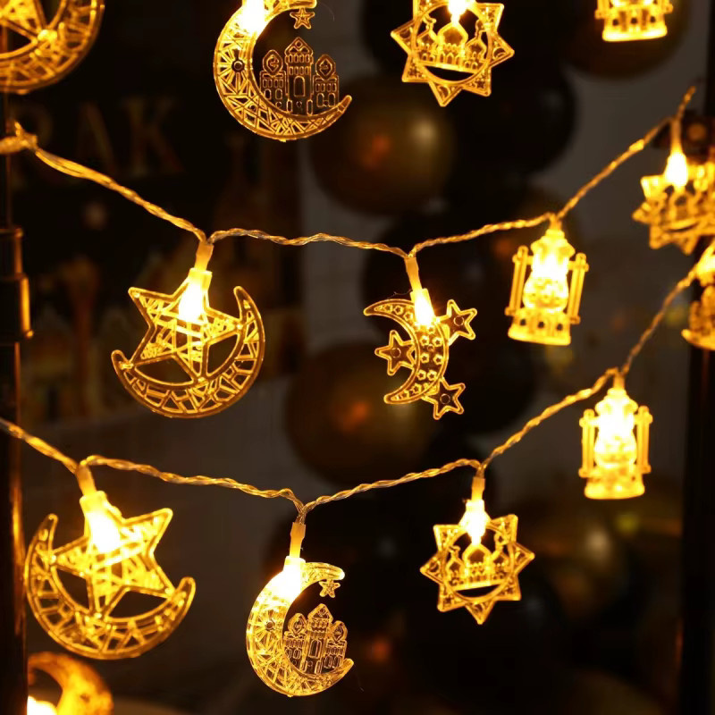 LED Lichterkette mit Stern und Mond für Ramadan und Eid Mubarak Dekoration, 1,5 m Länge, 10 LEDs - Bild 3