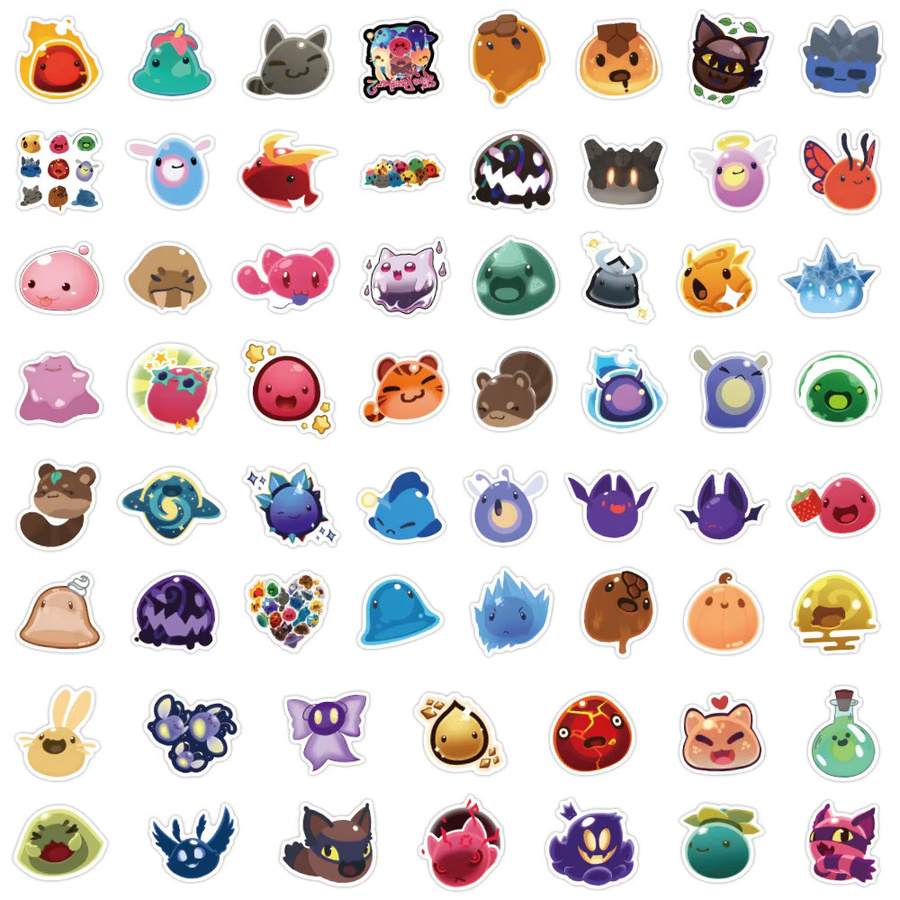 60 Stück GOGOTU Kawaii Slime Rancher Aufkleber, bunte Cartoon Graffiti-Dekoration für Notizbuch, Gepäck und Wasserbecher, wasserfest - Bild 2