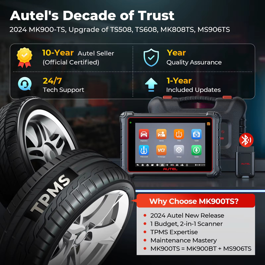 Autel MK900TS TPMS-Diagnosescanner in Schwarz mit DoIP und CAN FD für Kfz-Scanwerkzeuge - Bild 6