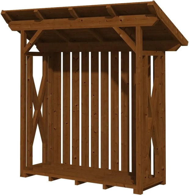 Kaminholzunterstand Lars 1 von Skan Holz aus Douglasienholz in Nussbaum braun, B/H/T: 240 x 234 x 102 cm - Bild 1