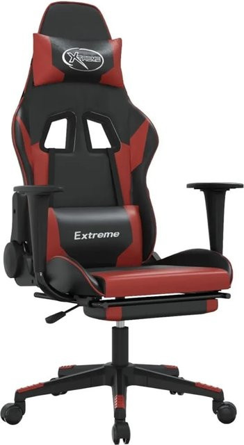 vidaXL Gaming-Stuhl mit Fußstütze und Kopfstütze in Schwarz und Rot aus Kunstleder - Bild 1