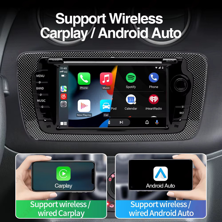 AKAMATE 7 Zoll Auto Radio für Seat Ibiza 2009-2013 mit Bluetooth, CarPlay, Android Auto, GPS, WIFI und FM RDS in Schwarz - Bild 4