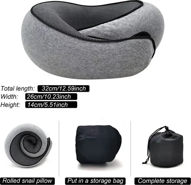Okayso Nackenkissen aus Memory-Schaum in Grau, ergonomisches U-förmiges Reisekissen mit verstellbarer Unterstützung für Flugzeug und Auto - Bild 1