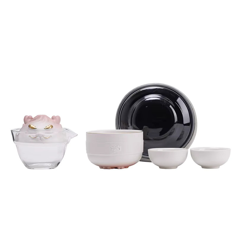 Thriving Xiaolongbao Reise-Teeservice aus Keramik, Teekanne und Tasse, Weiß - Bild 3