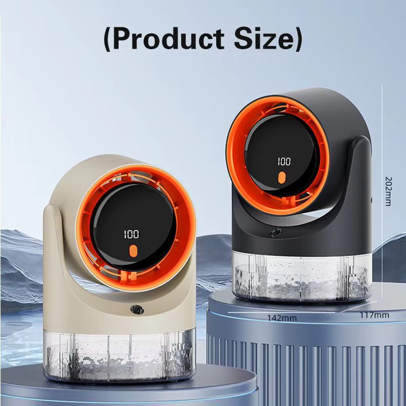 TINSOL Mini-Elektroventilator mit Einloch-Nebelkühler und Luftbefeuchter in Schwarz mit 360 Grad Zirkulationsfunktion - Bild 5
