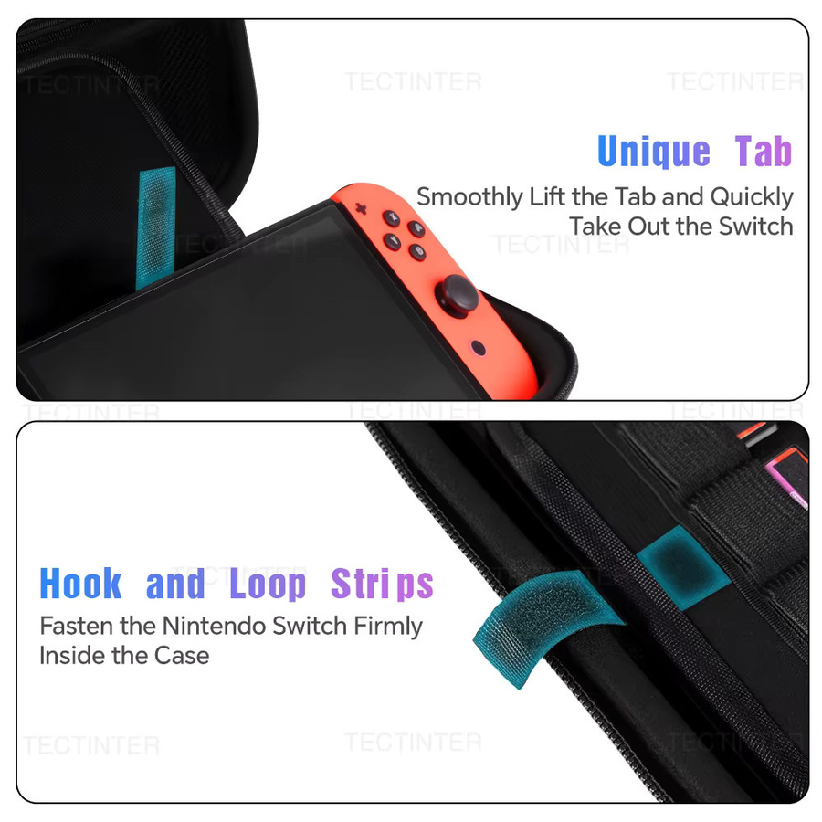 TECTINTER Aufbewahrungstasche für Nintendo Switch OLED und Switch 1 in Schwarz - Bild 4