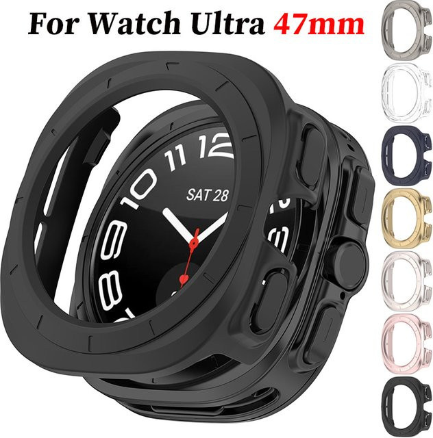 CAOWTAN Uhrenhülle Samsung Galaxy Watch Ultra 2025, 47mm, Schwarz, Silikon - Bild 1