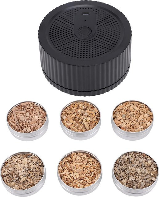 Elektrisches Whiskey-Räucherset mfySpace in Beige mit 6 Dosen Holzchips und Metallkomponenten - Bild 1