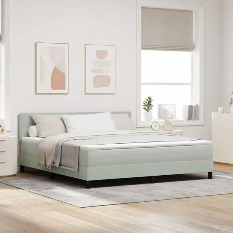 vidaXL Boxspringbett mit Matratze in Grau, Modernes Design aus Samt und Holzwerkstoff, B/T/H: 180 x 200 x 88 cm - Bild 1