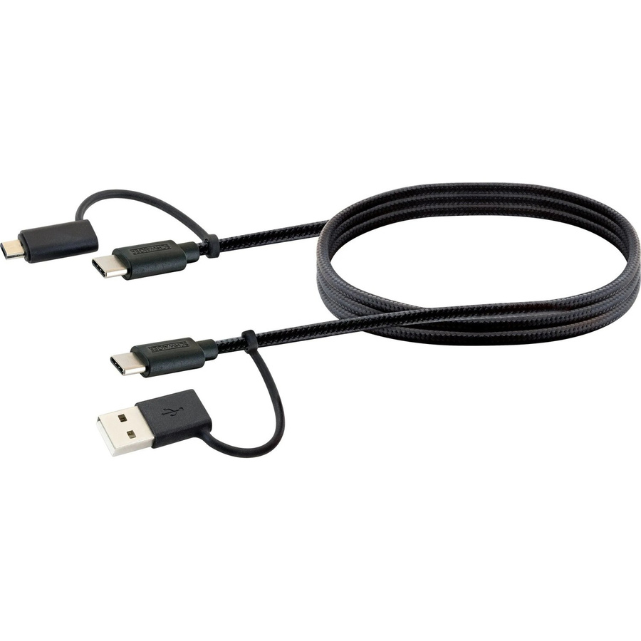 Schwaiger 4 in 1 Ladekabel LKUC4115 Schwarz mit USB-A, Micro-USB und USB-C - Bild 2