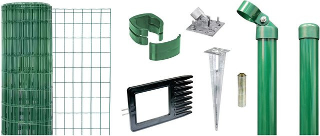 Metallzaun-Set Alberts Fix-Clip Pro in Grün für Einschlagboden, Höhe: 122 cm, Länge: 25 m - Bild 1
