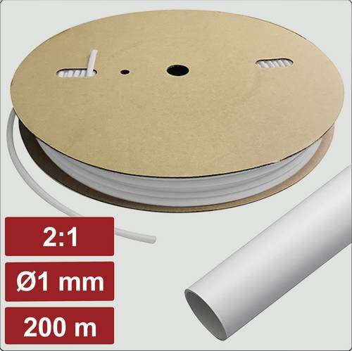 Electronic Garage Schrumpfschlauch ohne Kleber Weiß 1mm 0.5mm Schrumpfrate 2:1 200m - Bild 1