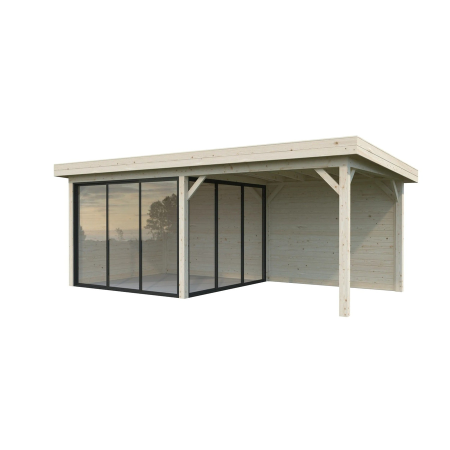Palmako Pavillon Lenna Set 405 Slide aus Fichtenholz in Braun mit transparenter ESG-Verglasung, B/T/H: 588 x 300 x 245 cm - Bild 2