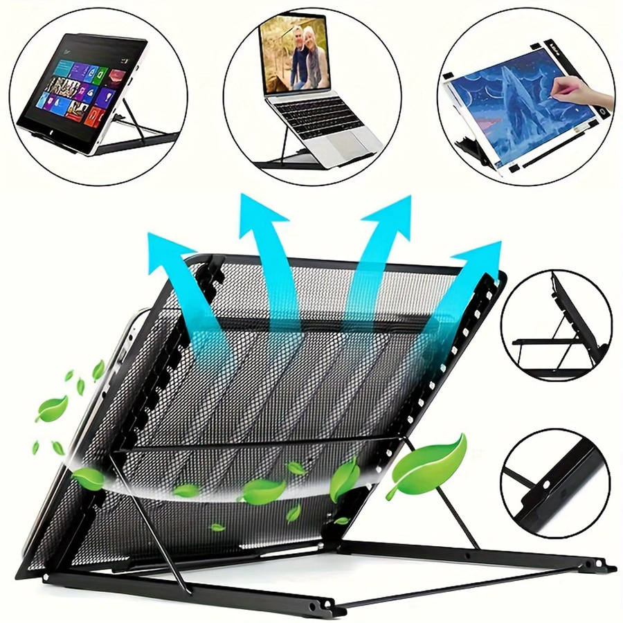 Verstellbarer Laptop-Ständer mit sechs Stufen zur Wärmeableitung, faltbare Halterung für Tablet und Laptop in Schwarz oder Weiß - Bild 6
