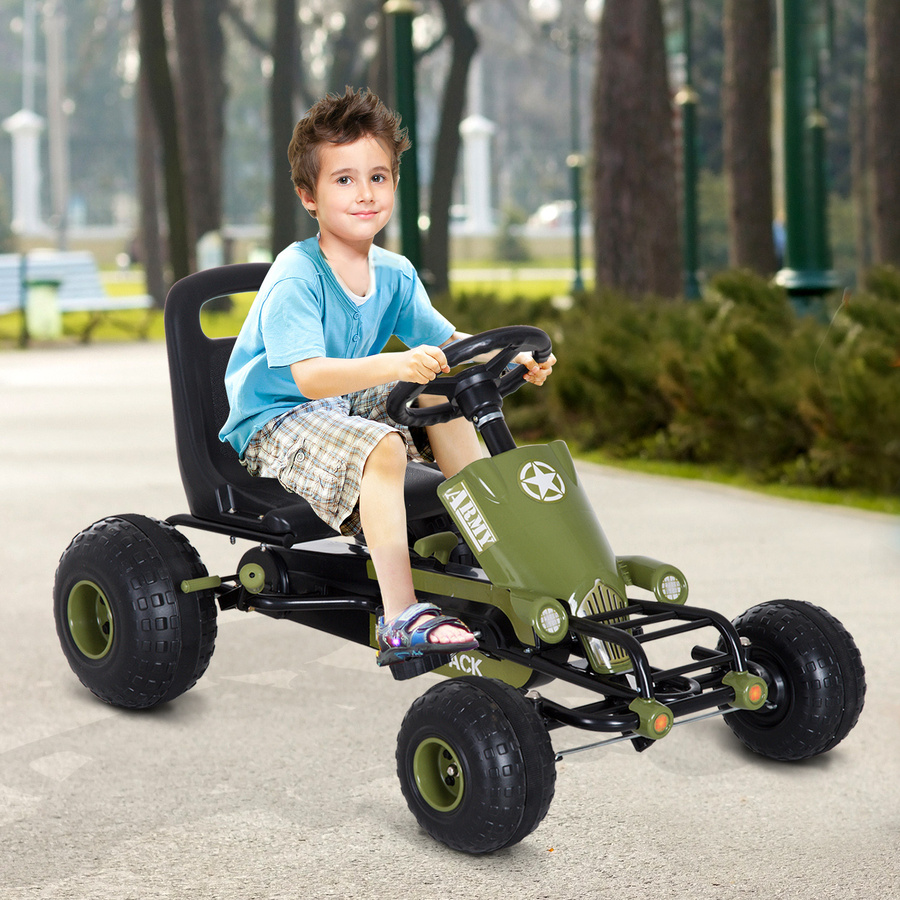 HOMCOM Go Kart Kettcar Tretauto mit Handbremse ab 3 Jahren grün - Bild 2