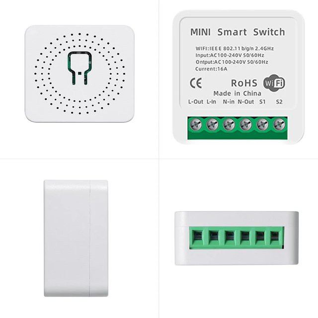 WLAN Mini Smart Switch 16A DIY Drahtloser 2-Wege-Schalter mit Timer für Tuya App Alexa und Google Home in Weiß - Bild 1
