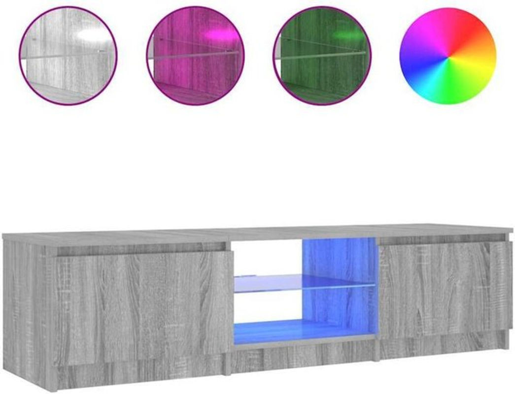 Vidaxl TV-Schrank Modern in Grau mit LED-Leuchten aus Holzwerkstoff und Glas, B/T/H: 140 x 40 x 36 cm - Bild 1