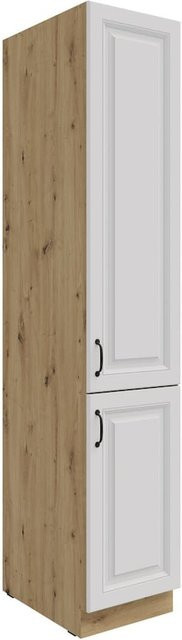 Küchen Vorratshochschrank Stilo in Weiß und Eiche im Landhaus-Design, Breite: 40 cm - Bild 1