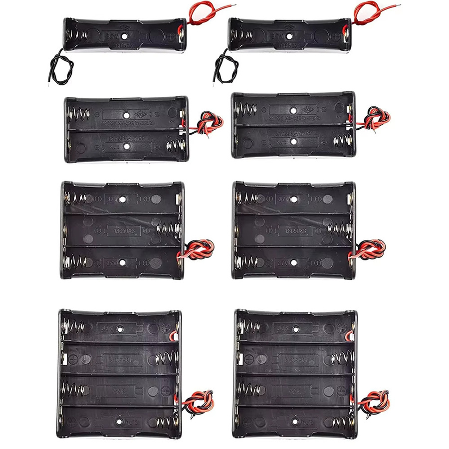 AOKIN 3er Set 18650 Batteriehalter Box mit Anschlusskabeln in Schwarz und Rot für 3,7 V Batterien - Bild 2