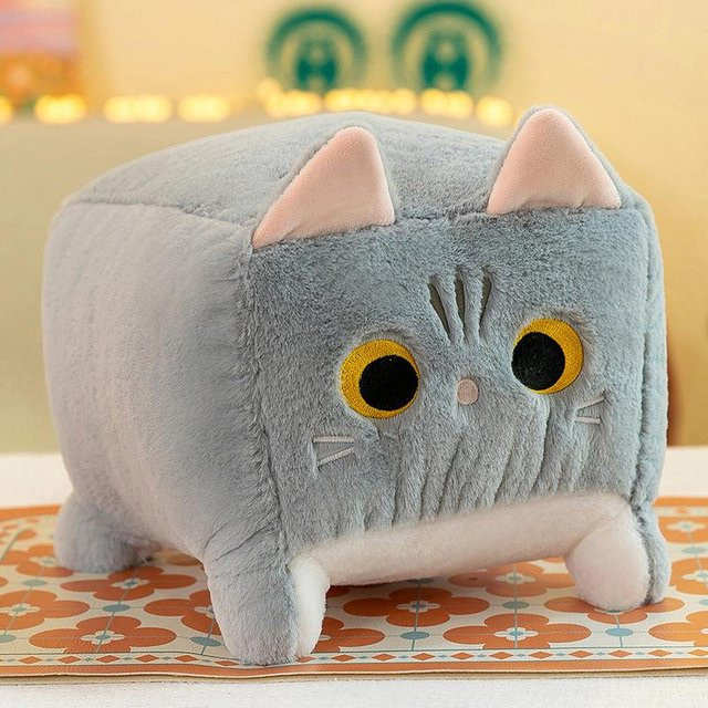 Schwarzes Katzen-Stofftier, Katzenkissen, 25cm - Bild 1