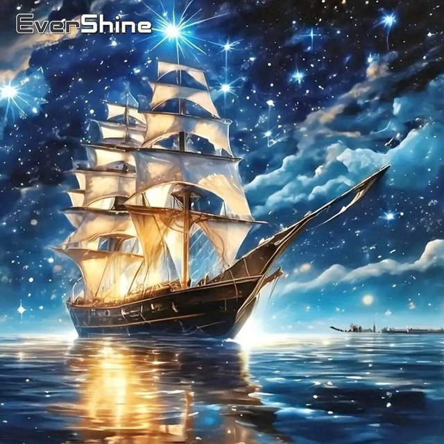 Evershine 5D Diamantgemälde Set Schiff und Meer als rundes Diamant-Mosaik zum Selbermachen - Bild 1